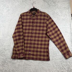 lululemon athletica Brown and Purple Plaid Casual Button Down Shirt